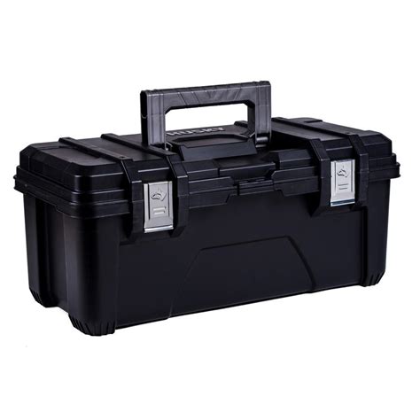 husky plastic portable tool box with metal latches in black|husky stainless steel tool box.